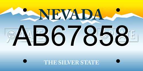 AB67858 Nevada License Plate