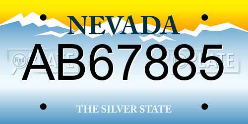 AB67885 Nevada License Plate