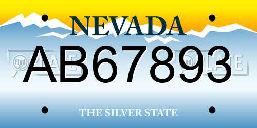 AB67893 Nevada License Plate