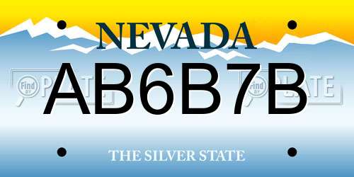 AB6B7B Nevada License Plate