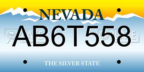 AB6T558 Nevada License Plate
