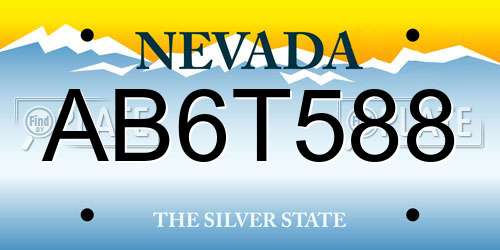 AB6T588 Nevada License Plate