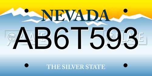 AB6T593 Nevada License Plate