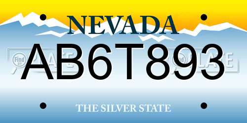 AB6T893 Nevada License Plate