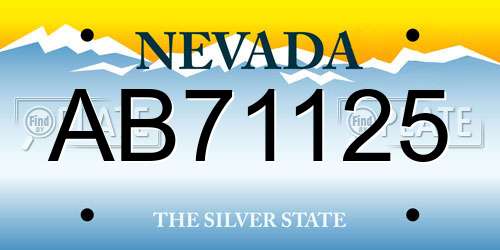 AB71125 Nevada License Plate