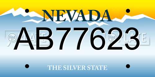 AB77623 Nevada License Plate