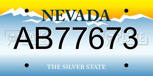 AB77673 Nevada License Plate