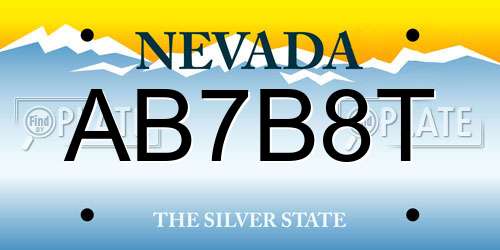 AB7B8T Nevada License Plate