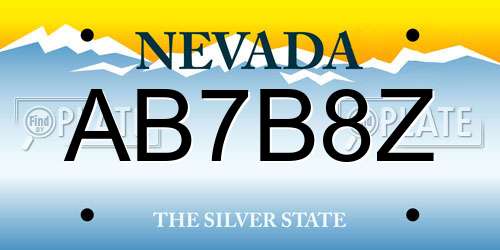 AB7B8Z Nevada License Plate