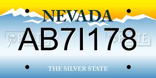 AB7I178 Nevada License Plate