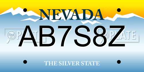 AB7S8Z Nevada License Plate