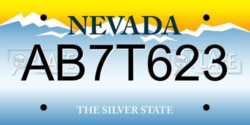 AB7T623 Nevada License Plate