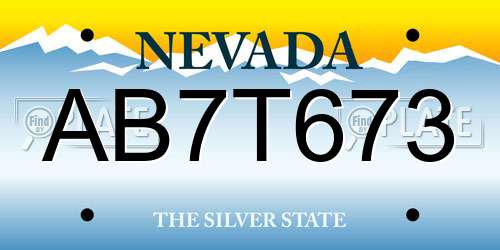 AB7T673 Nevada License Plate