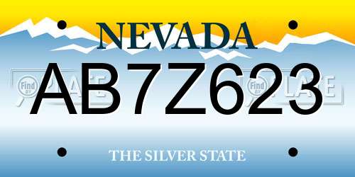 AB7Z623 Nevada License Plate