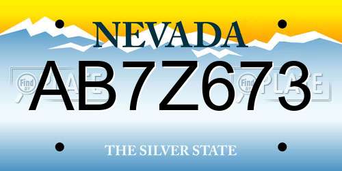 AB7Z673 Nevada License Plate