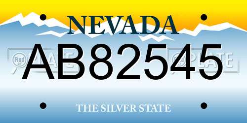 AB82545 Nevada License Plate