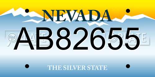 AB82655 Nevada License Plate