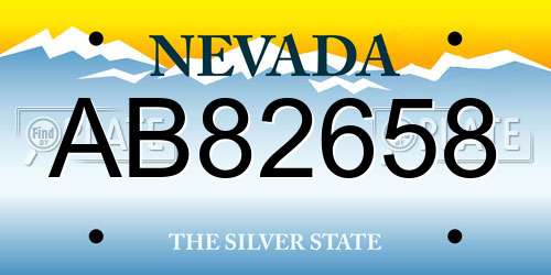 AB82658 Nevada License Plate
