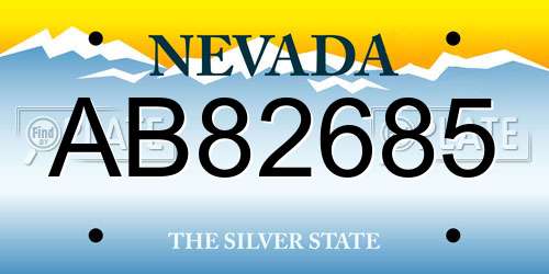AB82685 Nevada License Plate