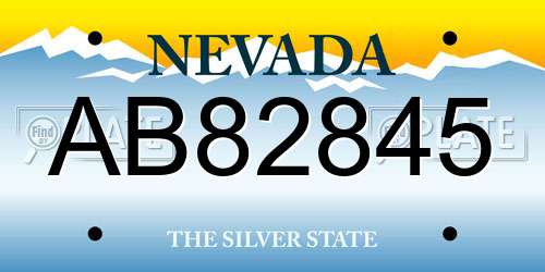 AB82845 Nevada License Plate