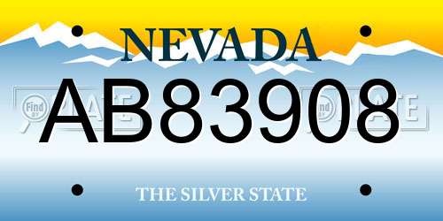 AB83908 Nevada License Plate