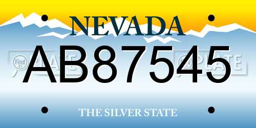 AB87545 Nevada License Plate