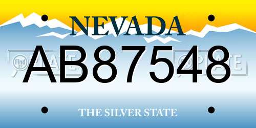 AB87548 Nevada License Plate