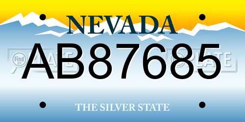 AB87685 Nevada License Plate