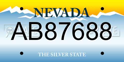 AB87688 Nevada License Plate