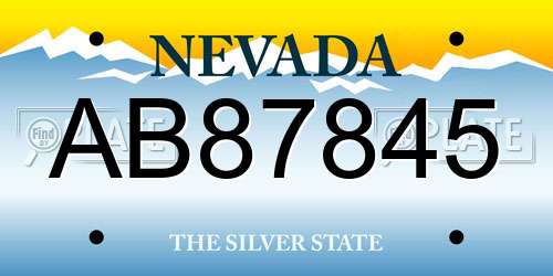 AB87845 Nevada License Plate
