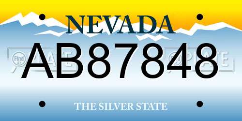 AB87848 Nevada License Plate