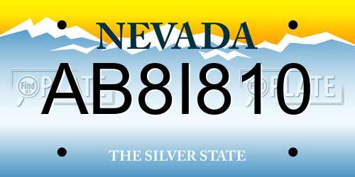 AB8I810 Nevada License Plate