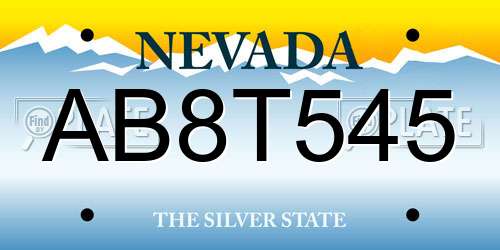 AB8T545 Nevada License Plate
