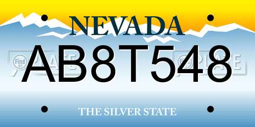 AB8T548 Nevada License Plate