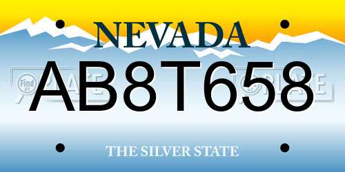 AB8T658 Nevada License Plate