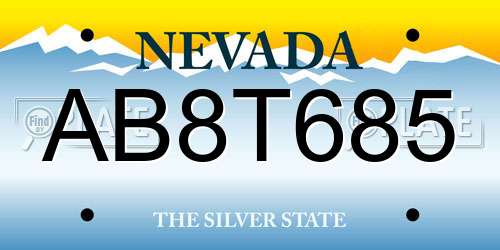 AB8T685 Nevada License Plate
