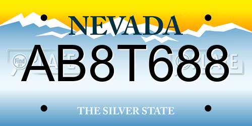 AB8T688 Nevada License Plate