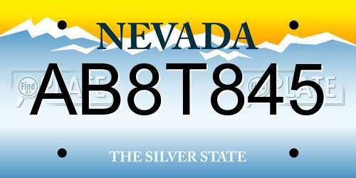 AB8T845 Nevada License Plate