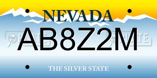 AB8Z2M Nevada License Plate