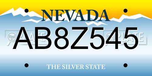 AB8Z545 Nevada License Plate