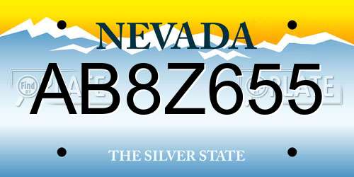 AB8Z655 Nevada License Plate