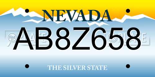 AB8Z658 Nevada License Plate