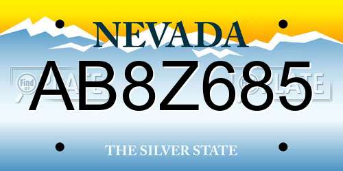 AB8Z685 Nevada License Plate