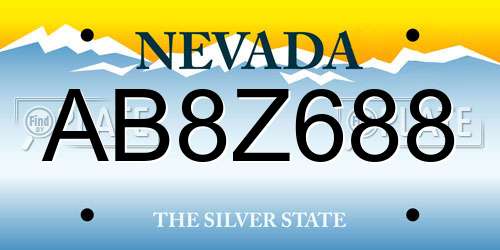 AB8Z688 Nevada License Plate