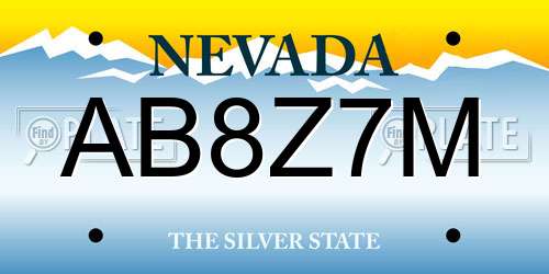 AB8Z7M Nevada License Plate
