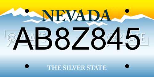 AB8Z845 Nevada License Plate