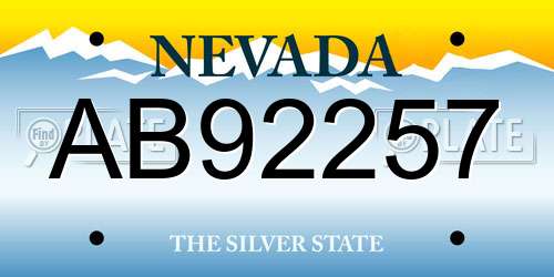 AB92257 Nevada License Plate