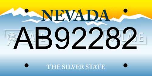 AB92282 Nevada License Plate