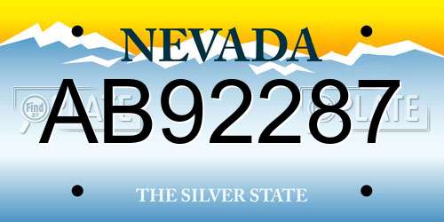 AB92287 Nevada License Plate