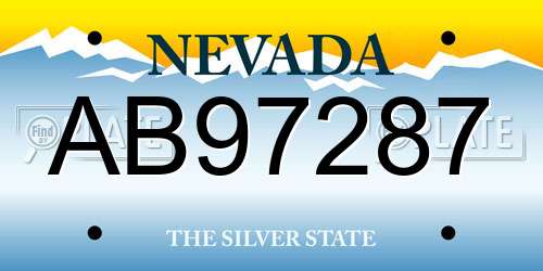 AB97287 Nevada License Plate